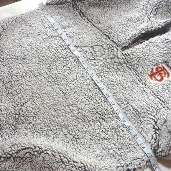 Florida State Womens Sz L 1/4 Zip Embroidered Logo Fleece Faux Fur Gray Top - Picture 9 of 12